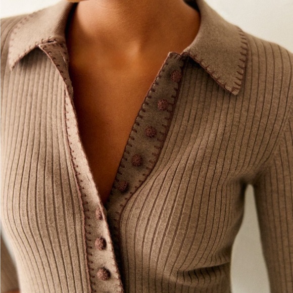 sézane léandre dress in dark taupe - Picture 7 of 8